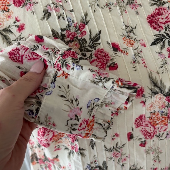 Olivaceous ivory floral long sleeve blouse size small 100% cotton EUC - Picture 4 of 10